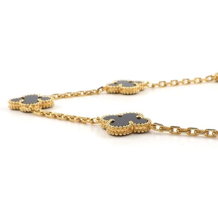 Van Cleef & Arpels Long Necklace Vintage Gial Hambra 20 Motif Onyx 18k Yellow