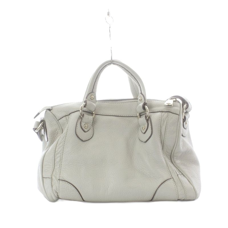 Max Mara Shoulder Bag 2-Way Leather Ivory Top Handle Gold Cut Replacement