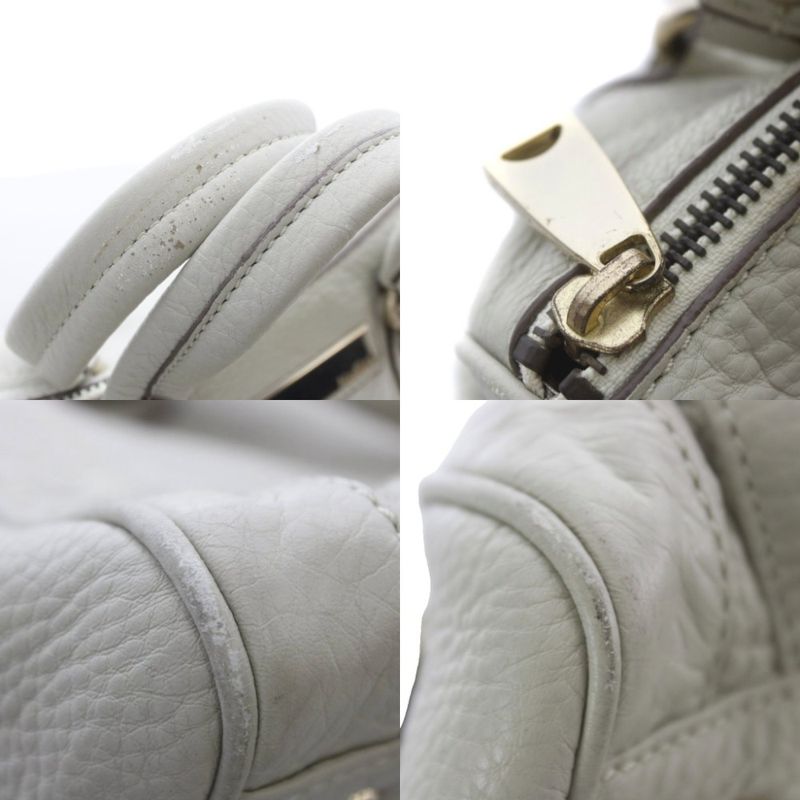 Max Mara Shoulder Bag 2-Way Leather Ivory Top Handle Gold Cut Replacement