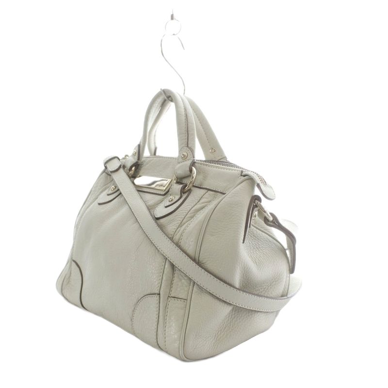 Max Mara Shoulder Bag 2-Way Leather Ivory Top Handle Gold Cut Replacement
