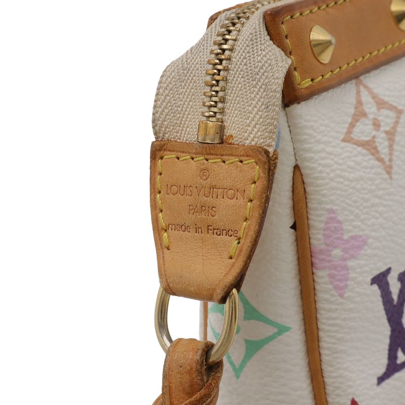 Louis Vuitton Monogram Multicolor Pochette Pouch Handbag Blanc White