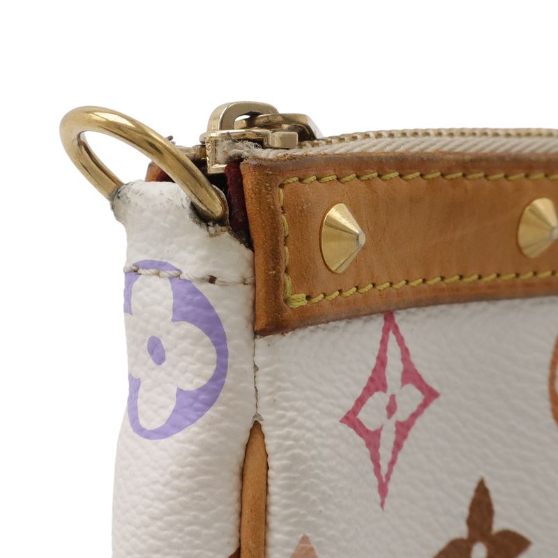 Louis Vuitton Monogram Multicolor Pochette Pouch Handbag Blanc White