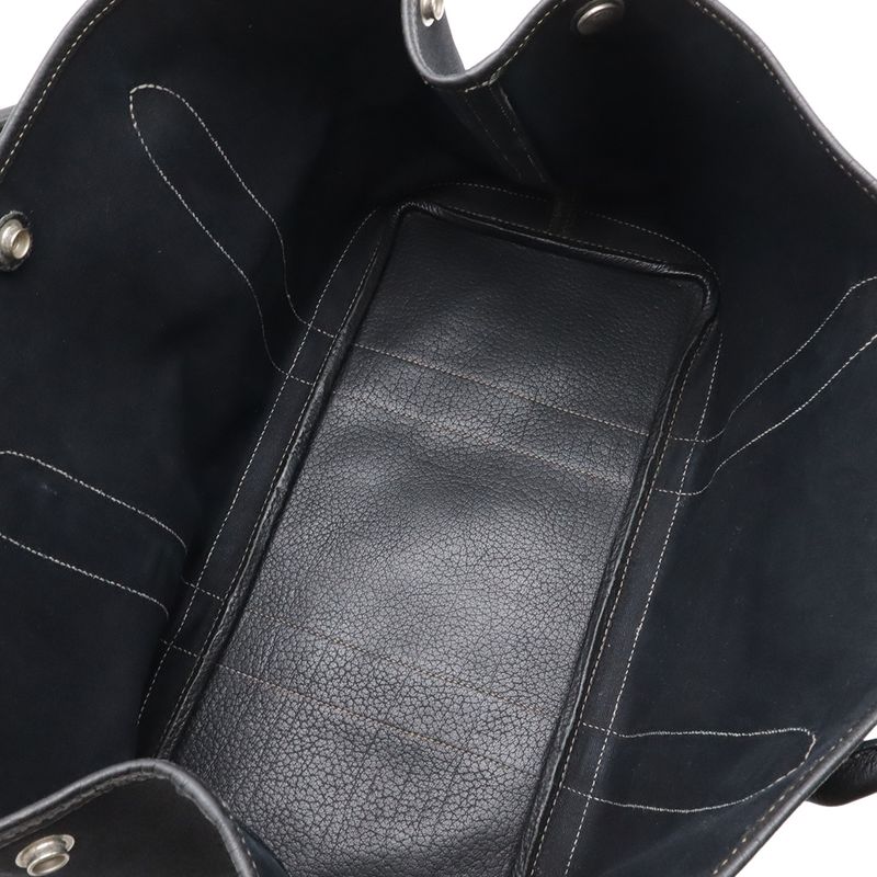 Hermes Garden Party PM Tote Toile Officier Canvas Black Silver