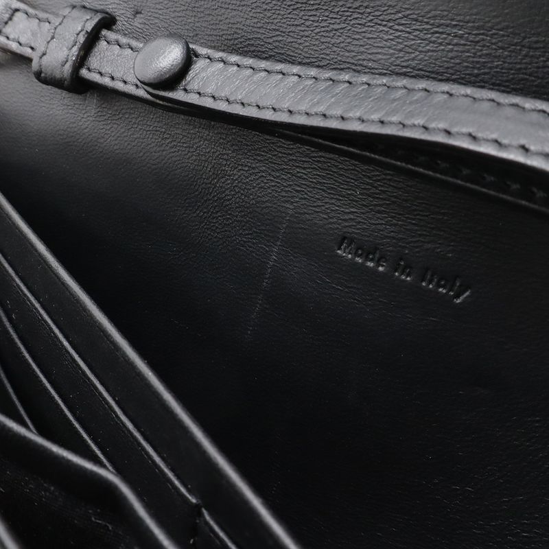 Celine Pocket Large Flap Chain Wallet Shoulder Bag 2-Way Clutch Leather Black
