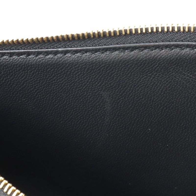 Celine Pocket Large Flap Chain Wallet Shoulder Bag 2-Way Clutch Leather Black