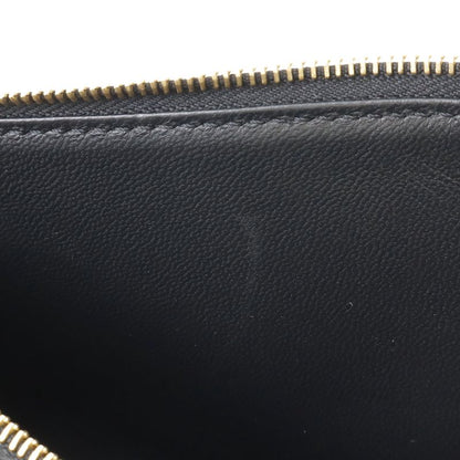 Celine Pocket Large Flap Chain Wallet Shoulder Bag 2-Way Clutch Leather Black