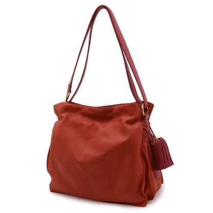 Loewe Flamenco 30 Anagram Shoulder Bag 2-Way Bicolor Fringe Nappa Leather Red