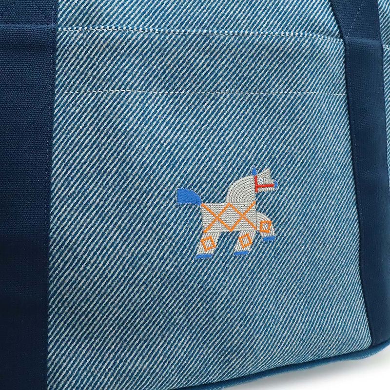 Hermes Animo Natte Mother's Tote Shoulder Bag Horse Wool Blue Pants Diaper