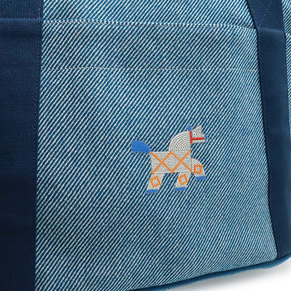 Hermes Animo Natte Mother's Tote Shoulder Bag Horse Wool Blue Pants Diaper