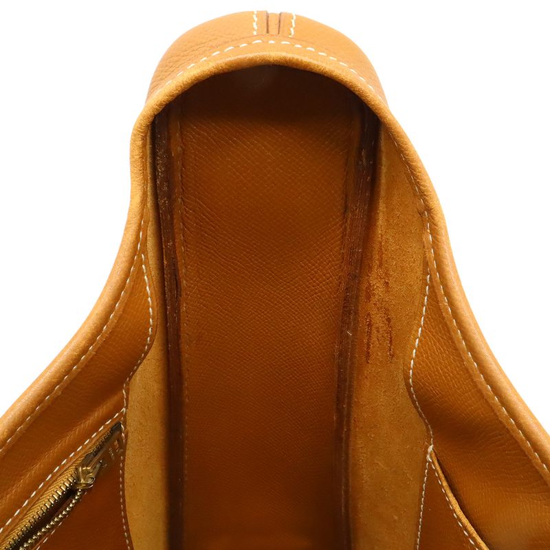 Hermes Saco Shoulder Bag 2-Way Courchevel Leather Natural Brown Gold