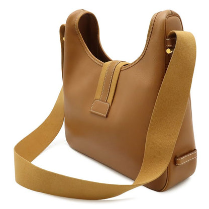 Hermes Saco Shoulder Bag 2-Way Courchevel Leather Natural Brown Gold