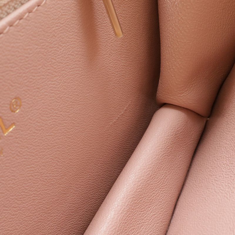 Chanel Beauty Lock Quilted CC Logo Flap Chain Shoulder Bag Leather Pink Gold