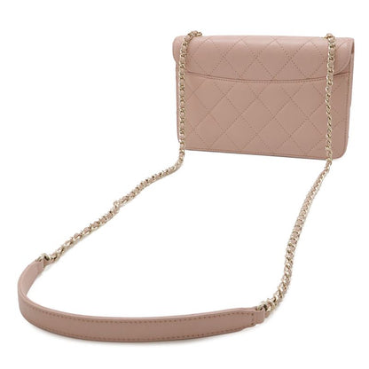 Chanel Beauty Lock Quilted CC Logo Flap Chain Shoulder Bag Leather Pink Gold