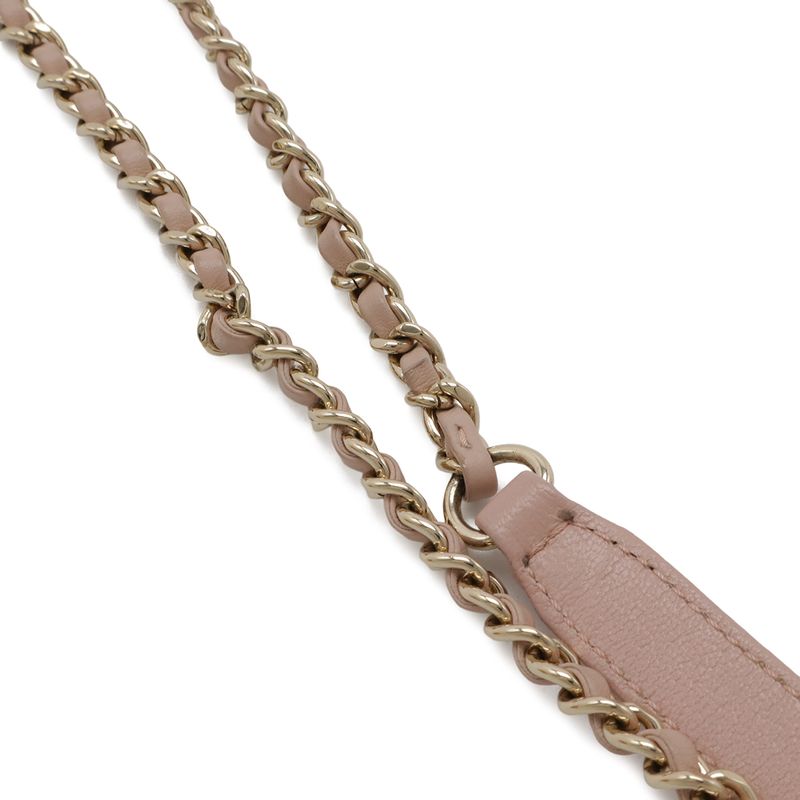Chanel Beauty Lock Quilted CC Logo Flap Chain Shoulder Bag Leather Pink Gold