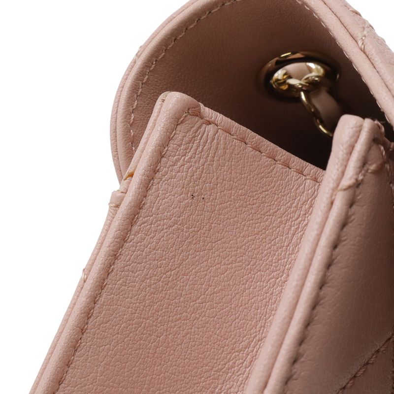 Chanel Beauty Lock Quilted CC Logo Flap Chain Shoulder Bag Leather Pink Gold