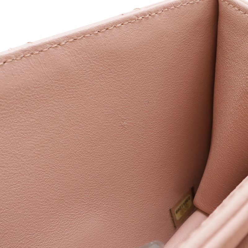 Chanel Beauty Lock Quilted CC Logo Flap Chain Shoulder Bag Leather Pink Gold