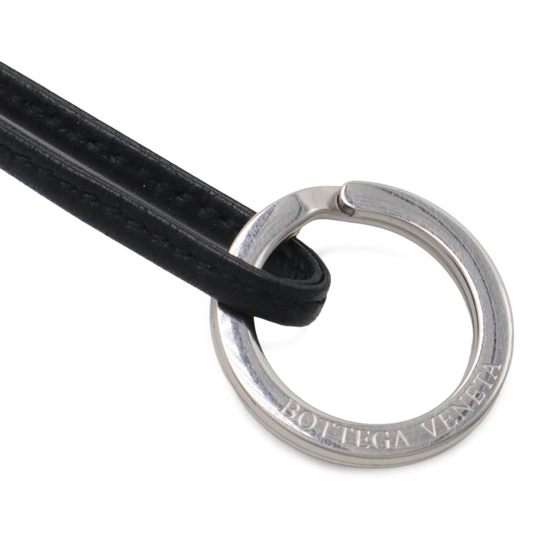 Bottega Veneta Charm Key Holder Mini Pouch Leather White Black