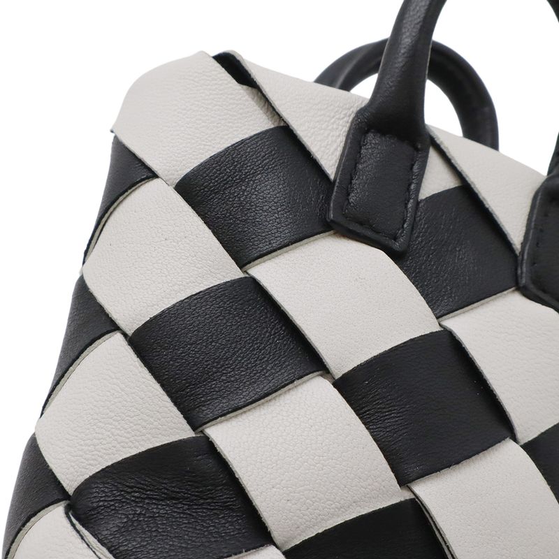 Bottega Veneta Charm Key Holder Mini Pouch Leather White Black