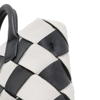 Bottega Veneta Charm Key Holder Mini Pouch Leather White Black