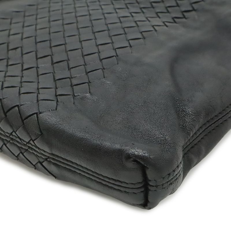 Bottega Veneta Intrecciato Shoulder Bag Crossbody Leather Black
