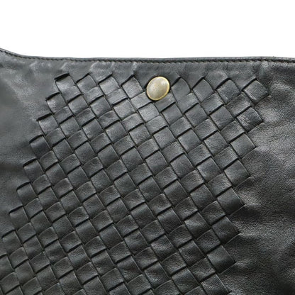 Bottega Veneta Intrecciato Shoulder Bag Crossbody Leather Black