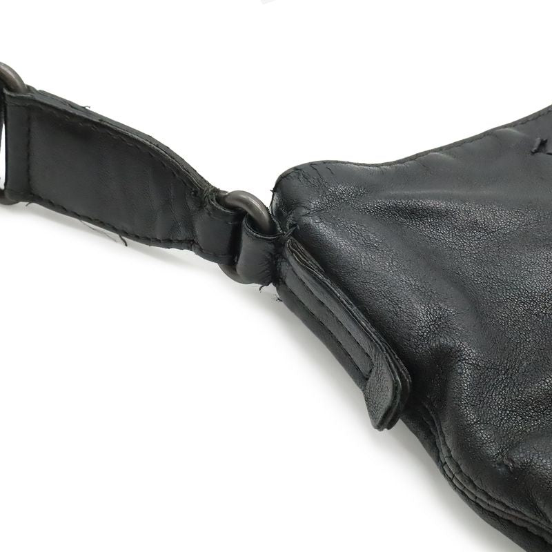 Bottega Veneta Intrecciato Shoulder Bag Crossbody Leather Black