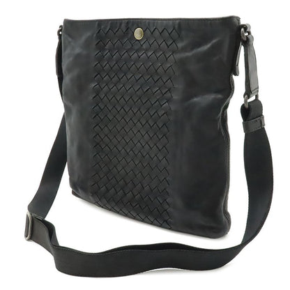 Bottega Veneta Intrecciato Shoulder Bag Crossbody Leather Black