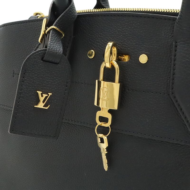 Louis Vuitton City Steamer Mm 2-Way Shoulder Bag Taurillon Leather Noir Black