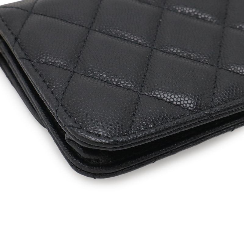 Chanel Quilted CC Logo Belt Bag Chain Pouch Caviar Leather Black Gold