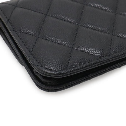 Chanel Quilted CC Logo Belt Bag Chain Pouch Caviar Leather Black Gold
