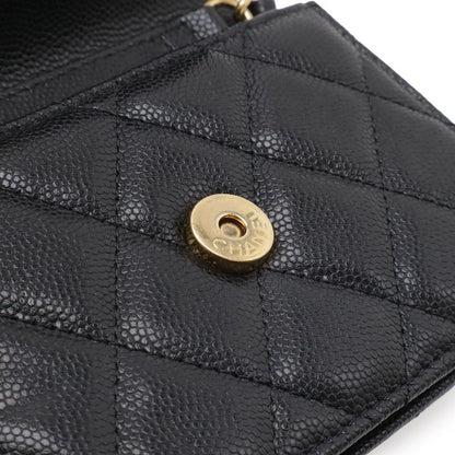 Chanel Quilted CC Logo Belt Bag Chain Pouch Caviar Leather Black Gold