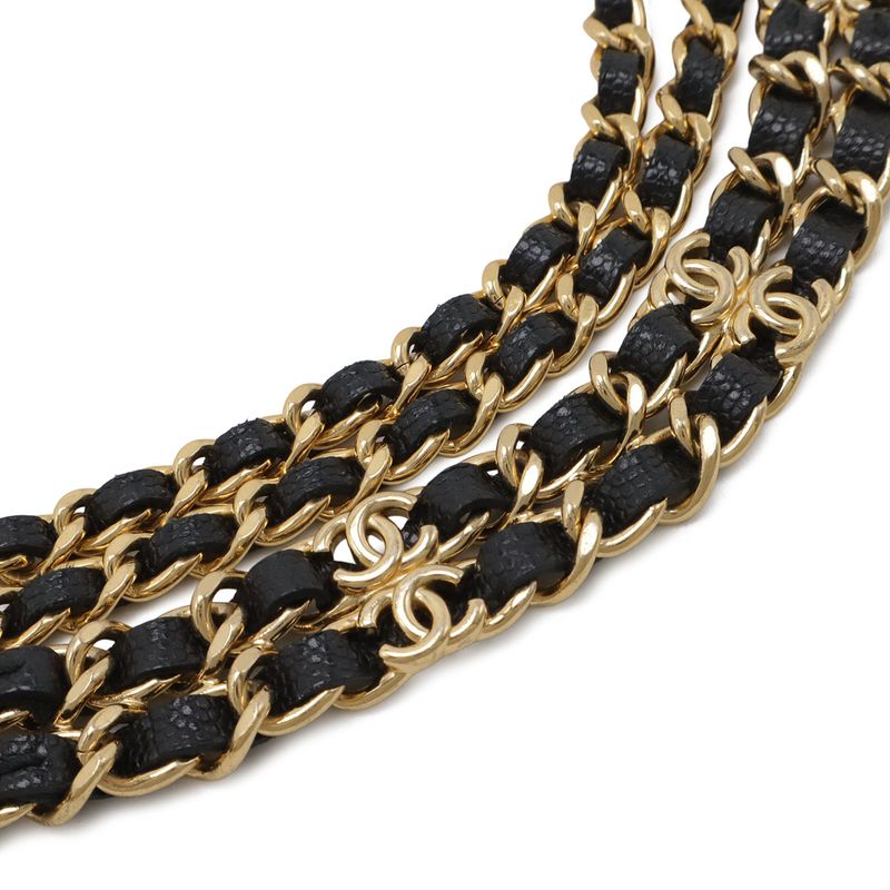 Chanel Quilted CC Logo Belt Bag Chain Pouch Caviar Leather Black Gold