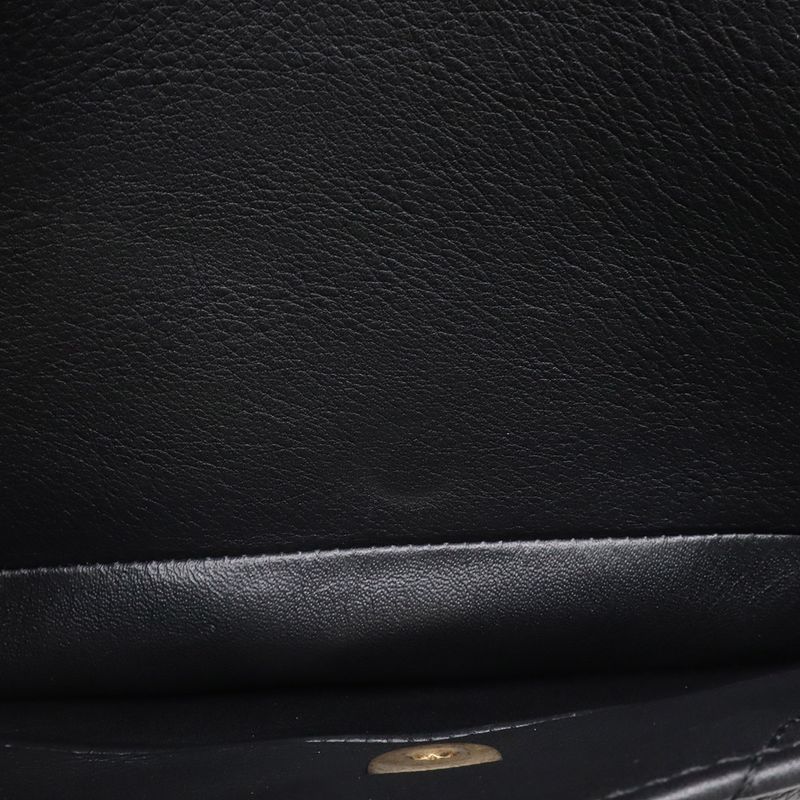 Chanel Quilted Stitch Top Handle 2-Way Chain Shoulder Bag Leather Black Gold