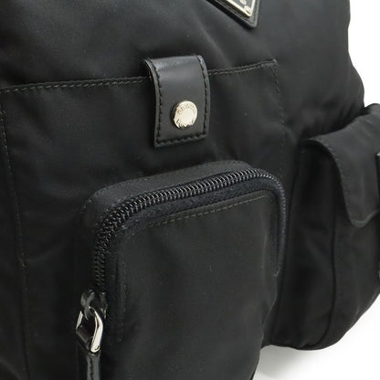 Prada Triangle Logo Belt Bag Waist Pouch Bag Nylon Leather Nero Black Silver