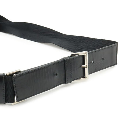 Prada Triangle Logo Belt Bag Waist Pouch Bag Nylon Leather Nero Black Silver