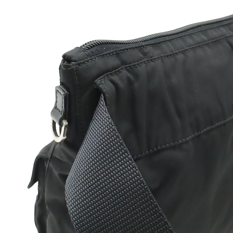 Prada Triangle Logo Belt Bag Waist Pouch Bag Nylon Leather Nero Black Silver