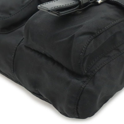 Prada Triangle Logo Belt Bag Waist Pouch Bag Nylon Leather Nero Black Silver
