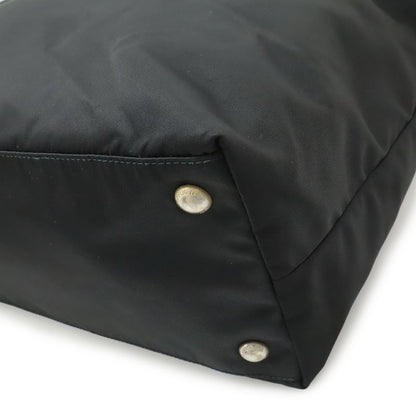 Prada Triangle Logo Tote Large Shoulder Bag Nylon Enamel Leather Nero Black