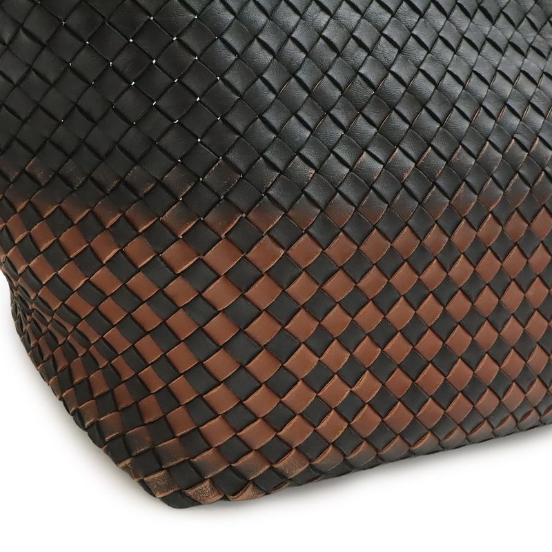 Bottega Veneta Intrecciato Gradient Cover GM Tote Leather Black Brown Limited