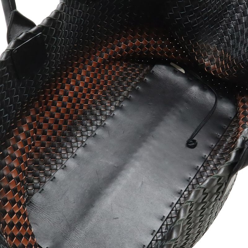 Bottega Veneta Intrecciato Gradient Cover GM Tote Leather Black Brown Limited