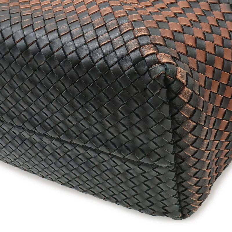 Bottega Veneta Intrecciato Gradient Cover GM Tote Leather Black Brown Limited