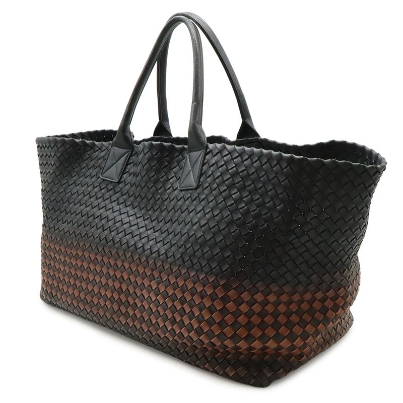 Bottega Veneta Intrecciato Gradient Cover GM Tote Leather Black Brown Limited
