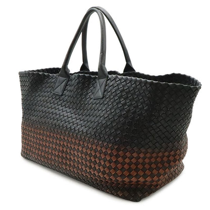 Bottega Veneta Intrecciato Gradient Cover GM Tote Leather Black Brown Limited