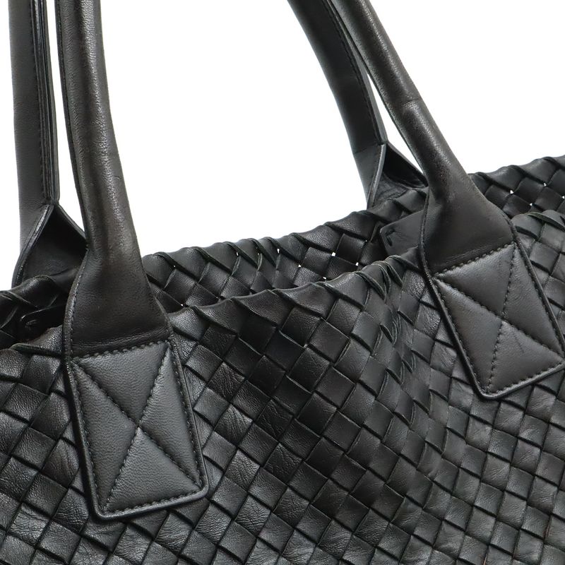 Bottega Veneta Intrecciato Gradient Cover GM Tote Leather Black Brown Limited