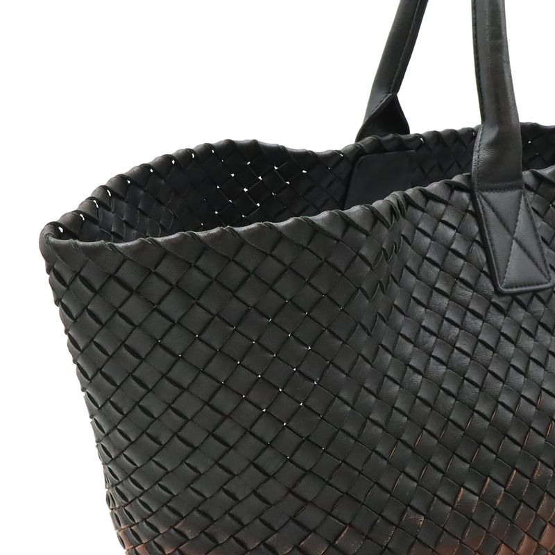 Bottega Veneta Intrecciato Gradient Cover GM Tote Leather Black Brown Limited