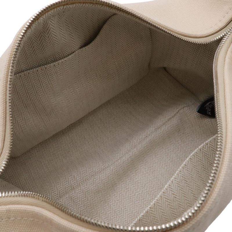 Hermes Bride-a-Brac PM Bath Pouch Cosmetic Handbag Canvas Natural Beige