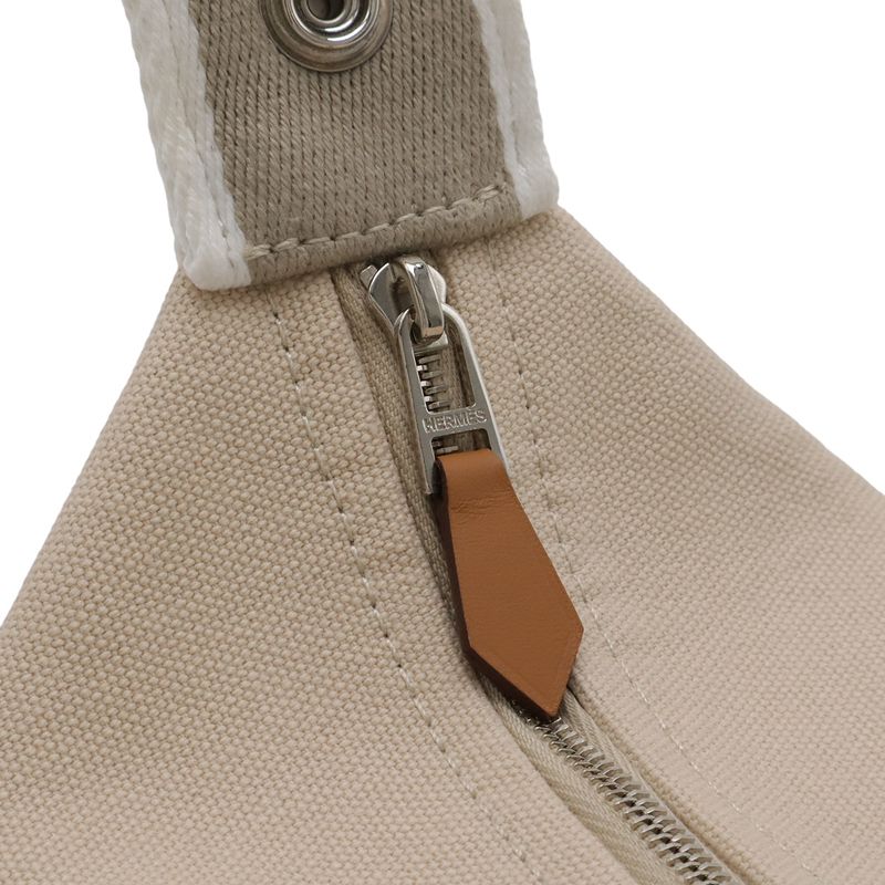 Hermes Bride-a-Brac PM Bath Pouch Cosmetic Handbag Canvas Natural Beige