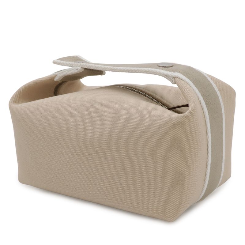 Hermes Bride-a-Brac PM Bath Pouch Cosmetic Handbag Canvas Natural Beige