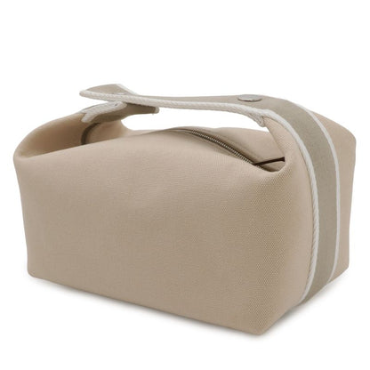Hermes Bride-a-Brac PM Bath Pouch Cosmetic Handbag Canvas Natural Beige