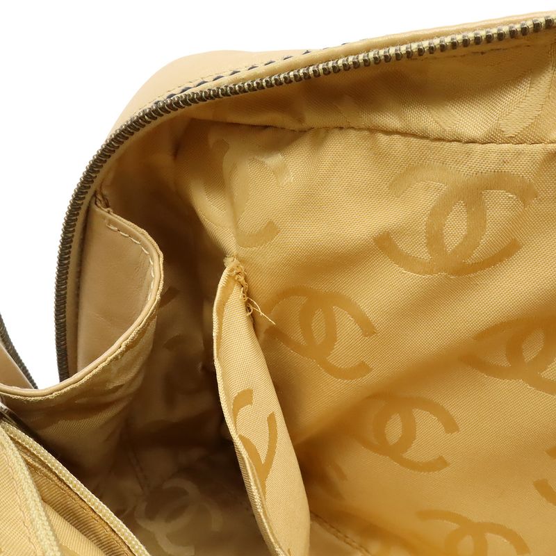 Chanel Wild Stitch Mini Boston Bag Leather Beige Gold Pouch Out of Stock